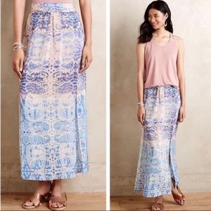 Anthropologie Maeve 100% Silk Maxi Boho Skirt